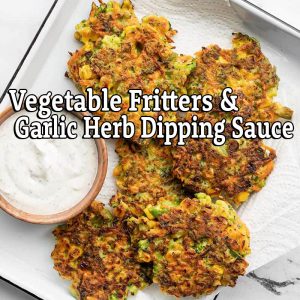 Vegetable Fritters & Garlic Herb Dip
